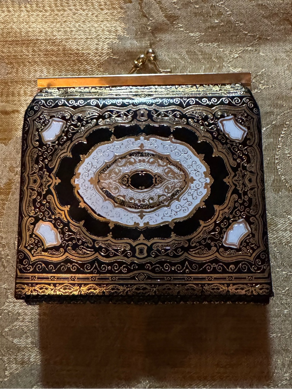 Ornate Black and Gold Beautiful Change Purse/ Wallet - Florence Italy made